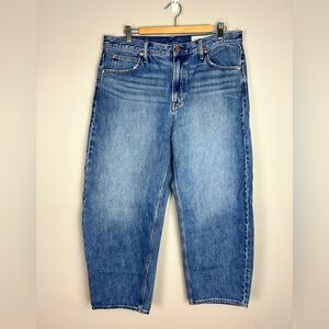 GAP Barrel High Rise Jeans Size 16/33 Blue Cotton